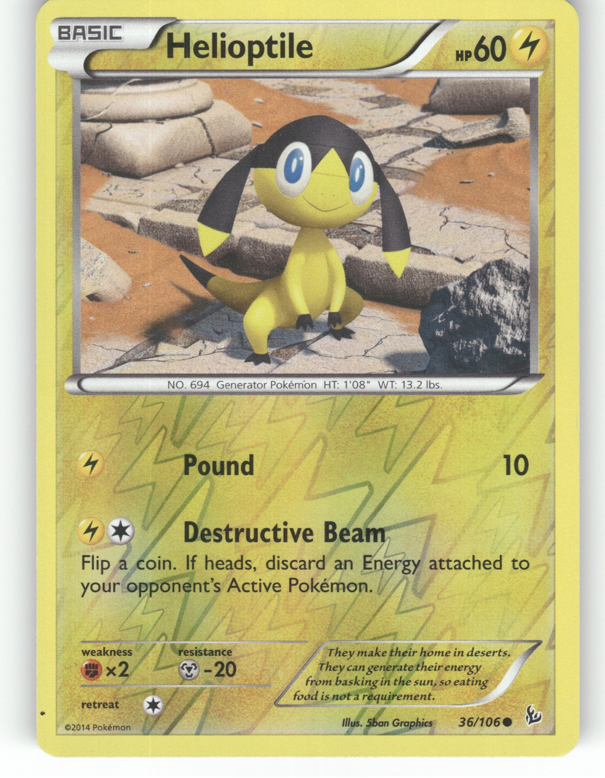 Helioptile Reverse Holo Common XY - Flashfire 36/106 NM
