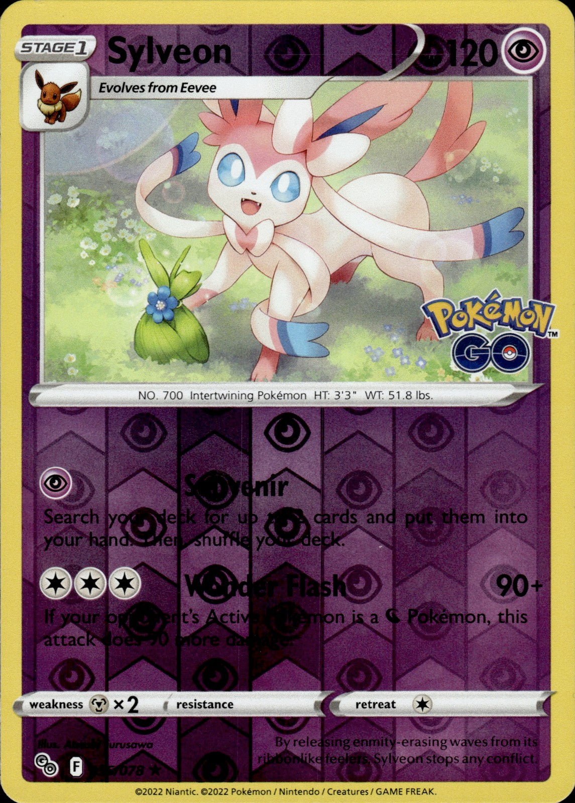 Sylveon Reverse Holo Holo Rare Pokemon GO 035/078 NM