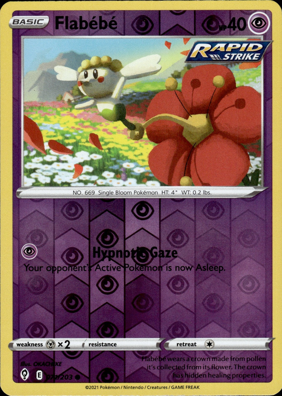 Flabebe Reverse Holo Common SWSH07: Evolving Skies 071/203 NM