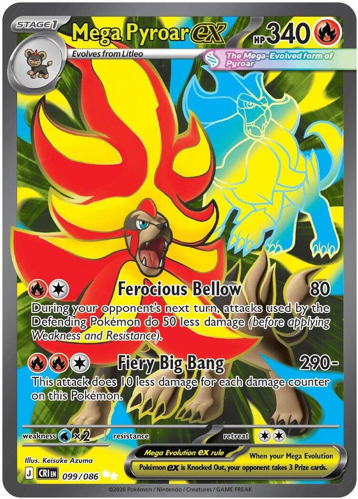 Mega Pyroar ex Holo Ultra Rare ME04: Chaos Rising 099/086 NM