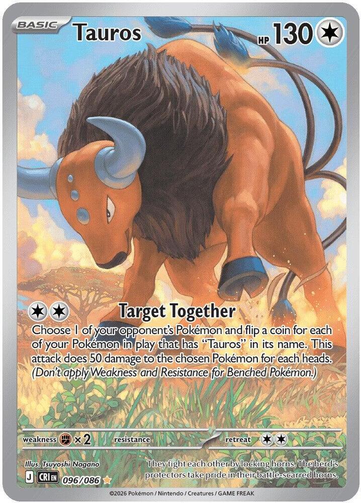 Tauros Holo Illustration Rare ME04: Chaos Rising 096/086 NM