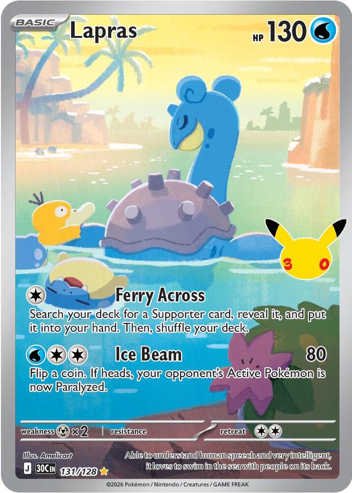 Lapras Holo Illustration Rare ME: 30th Celebration 131/128 NM