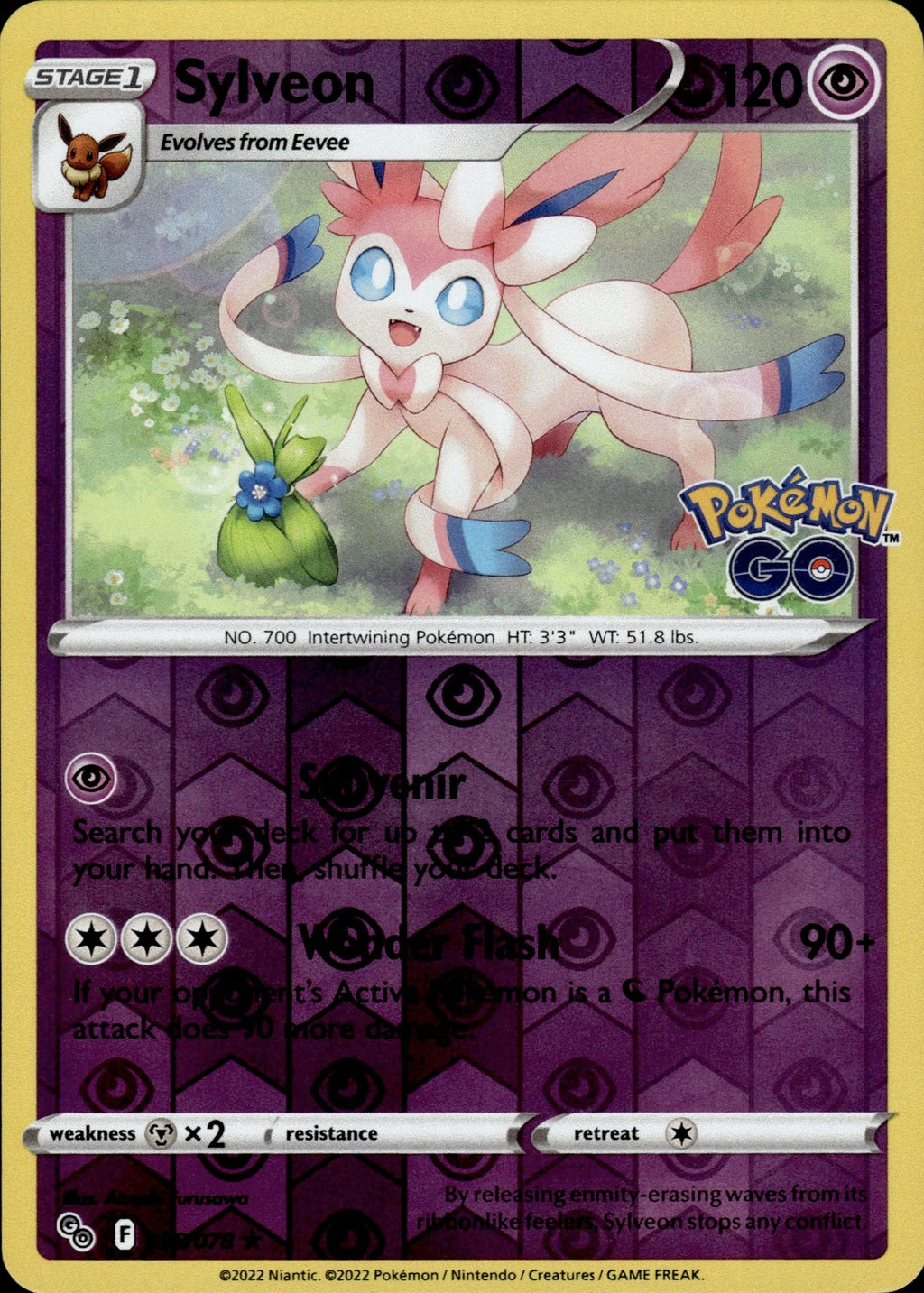 Sylveon Reverse Holo Holo Rare Pokemon GO 035/078 NM