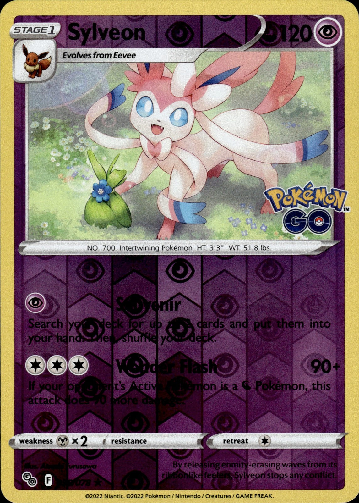 Sylveon Reverse Holo Holo Rare Pokemon GO 035/078 NM
