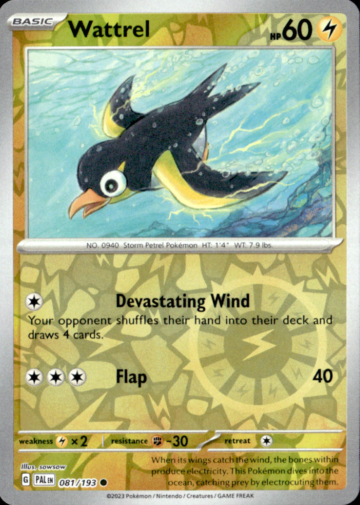 Wattrel Reverse Holo Common SV02: Paldea Evolved 081/193 NM