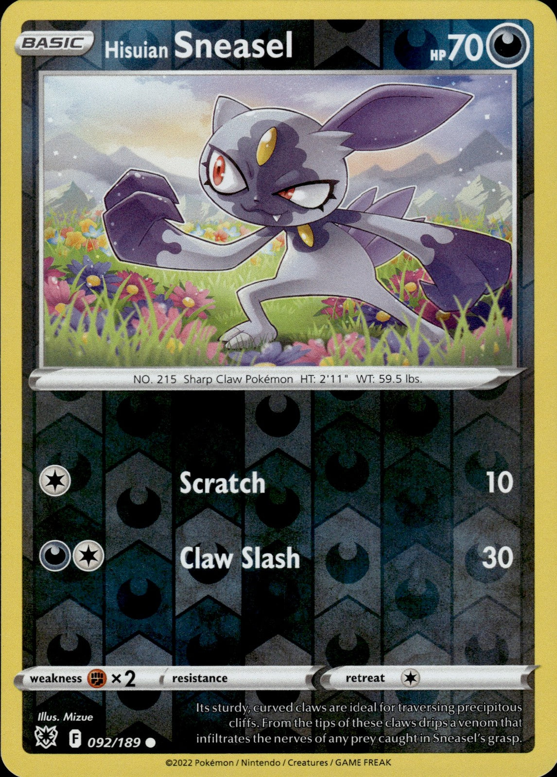 Hisuian Sneasel Reverse Holo Common SWSH10: Astral Radiance 092/189 NM