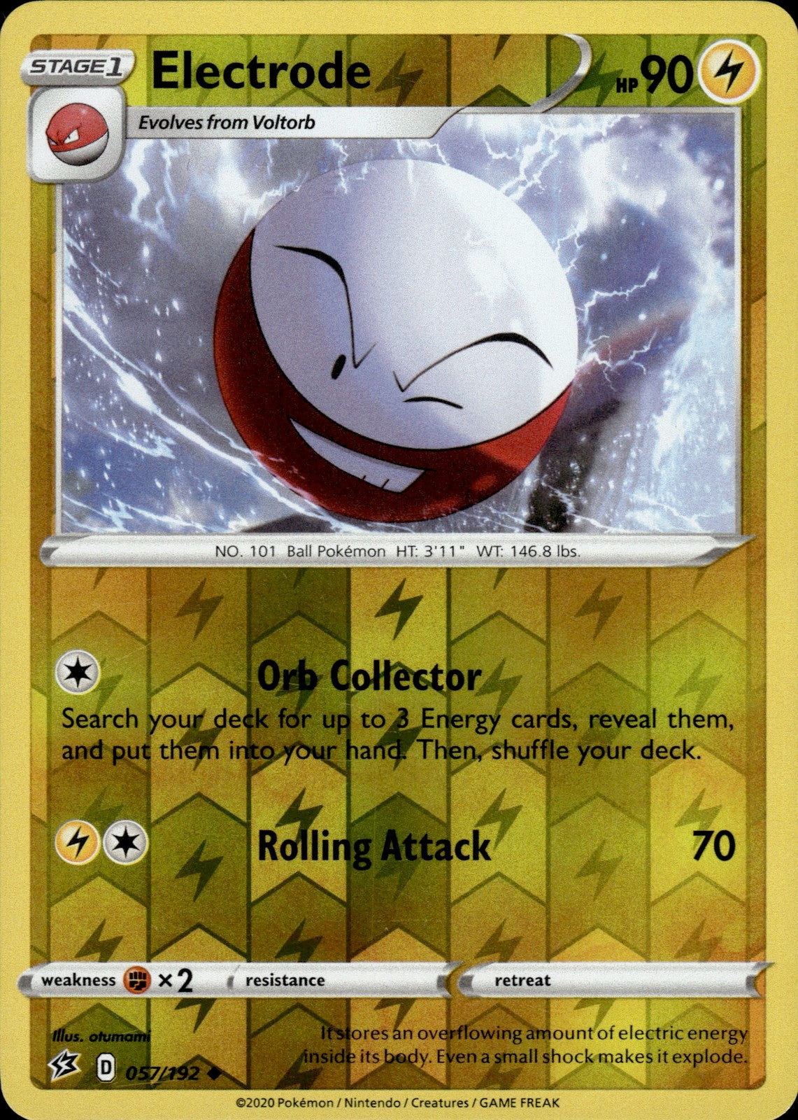 Electrode Reverse Holo Uncommon SWSH02: Rebel Clash 057/192 NM