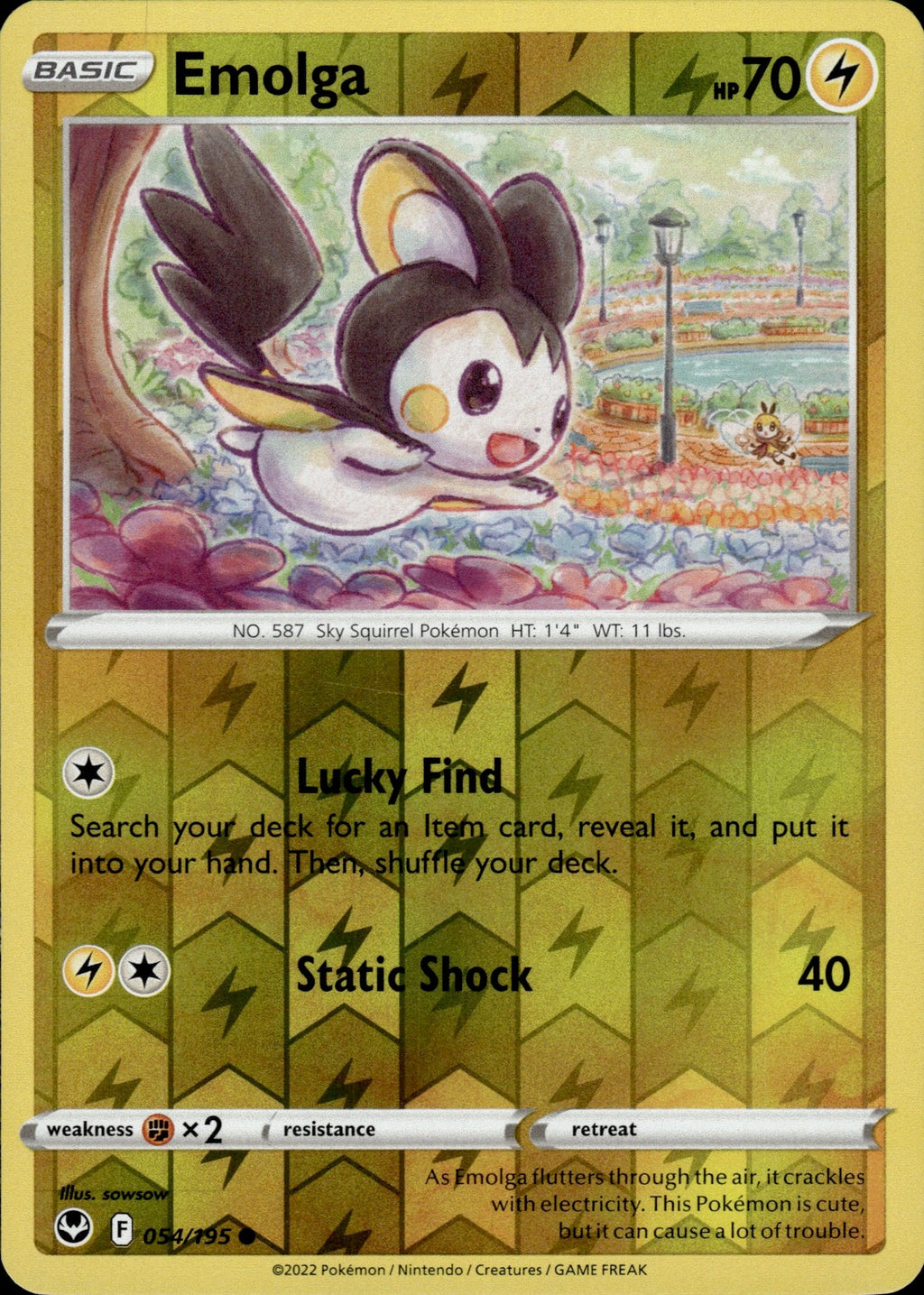 Emolga Reverse Holo Common SWSH12: Silver Tempest 054/195 NM