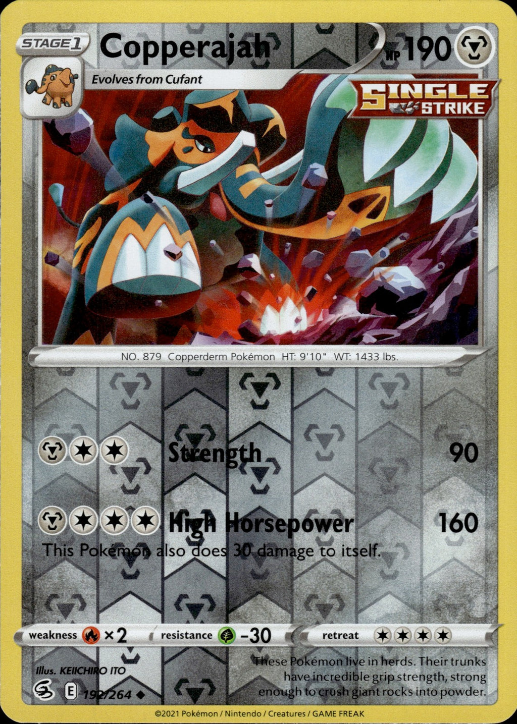 Copperajah Reverse Holo Uncommon SWSH08: Fusion Strike 192/264 NM