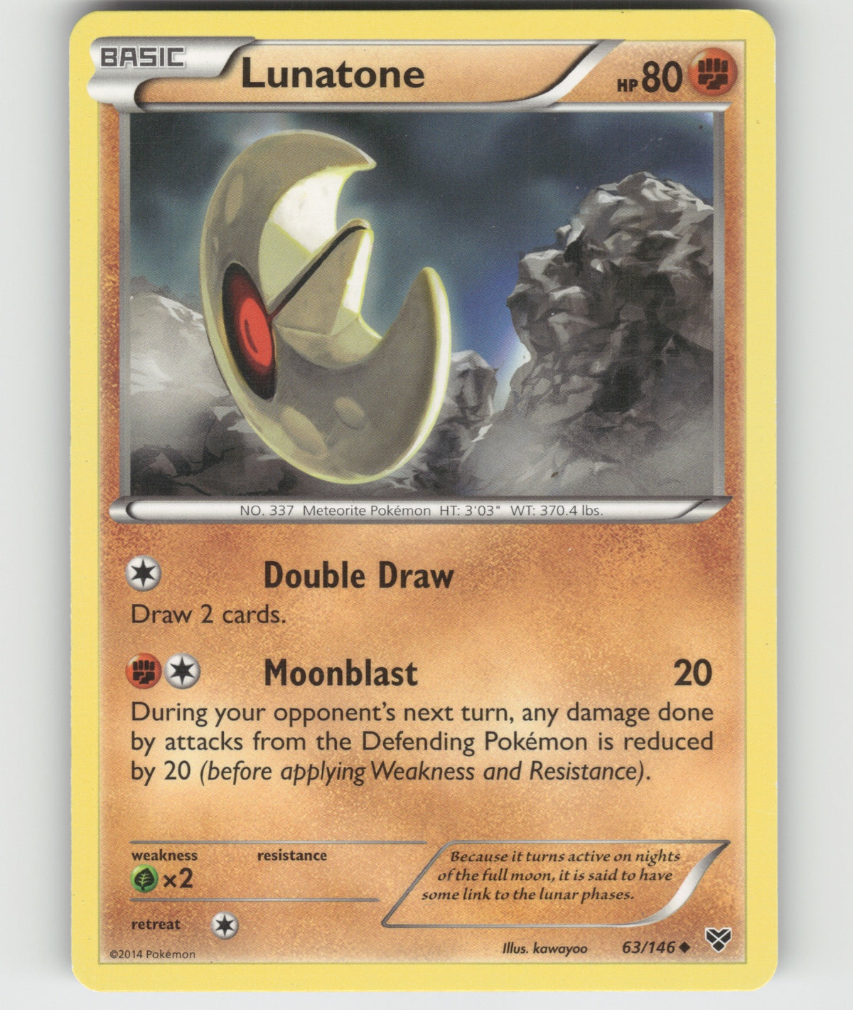Lunatone Uncommon XY Base Set 63/146 LP