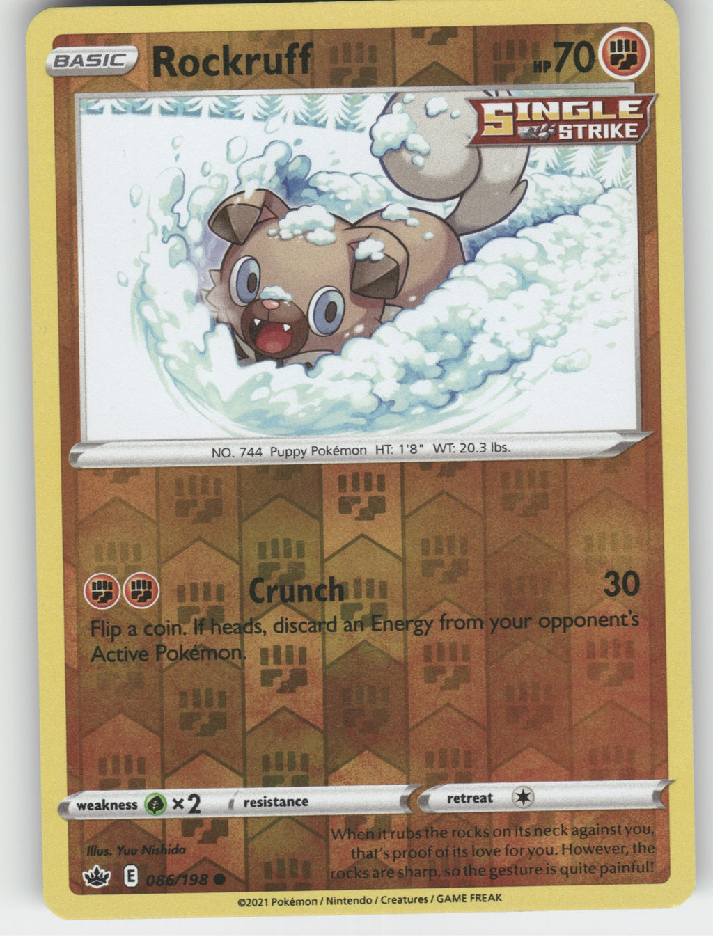 Rockruff Reverse Holo Common SWSH06: Chilling Reign 086/198 NM