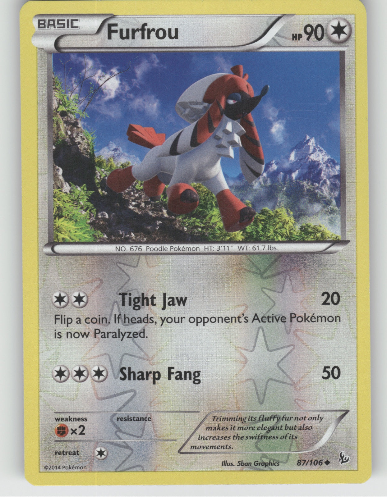 Furfrou Reverse Holo Uncommon XY - Flashfire 87/106 NM