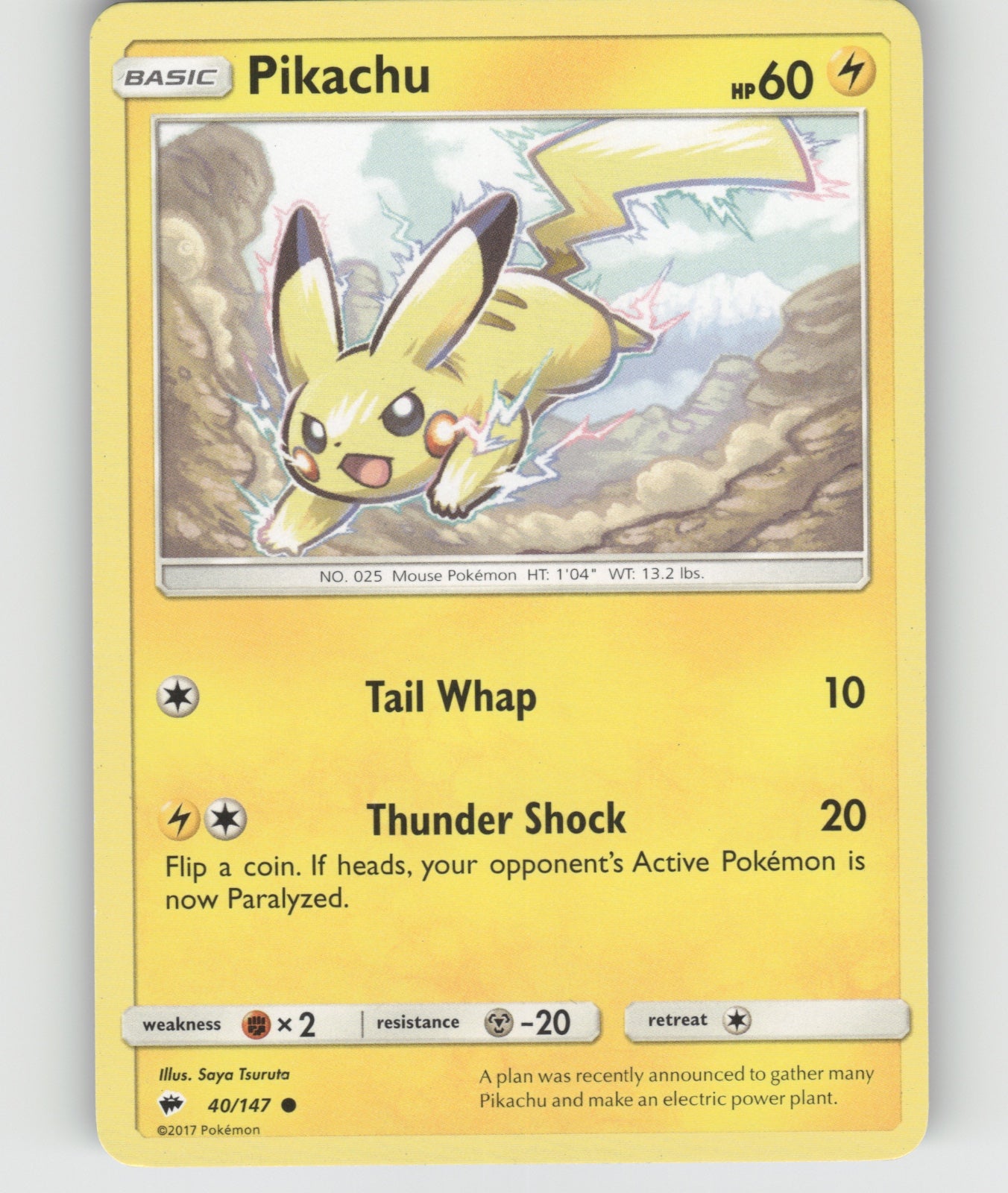 Pikachu Common SM - Burning Shadows 40/147 NM