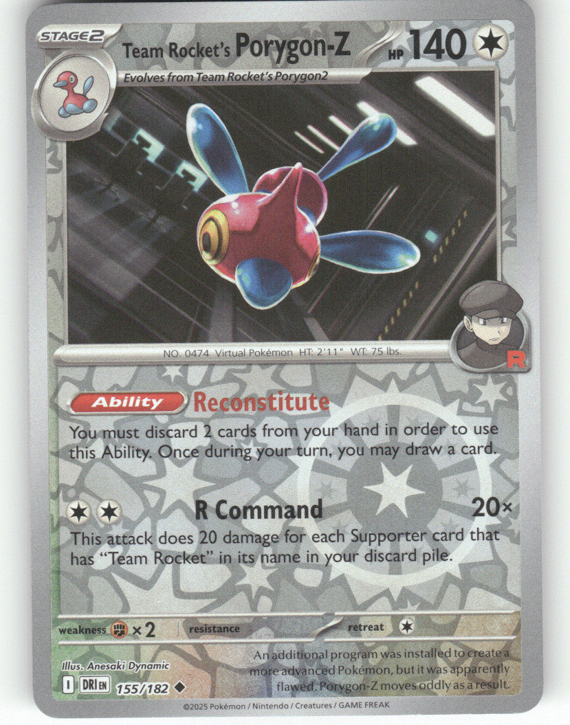 Team Rocket's Porygon-Z Reverse Holo Uncommon SV10: Destined Rivals 155/182 NM