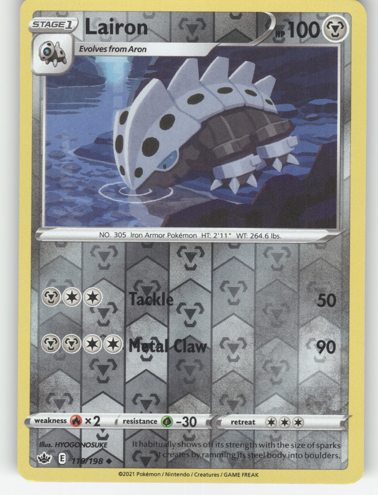 Lairon Reverse Holo Uncommon SWSH06: Chilling Reign 110/198 NM
