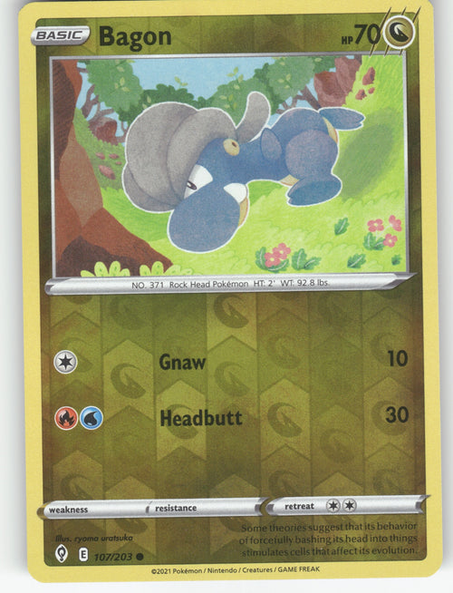 Bagon Reverse Holo Common SWSH07: Evolving Skies 107/203 NM