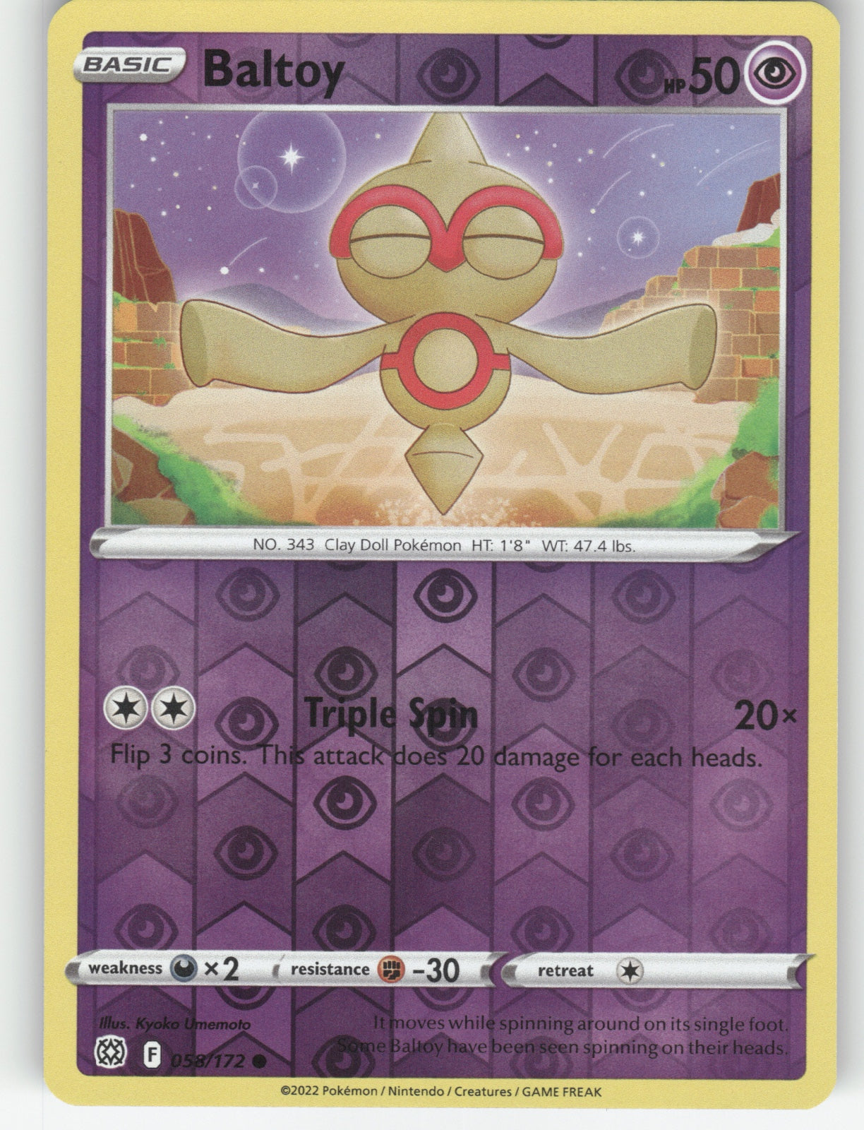 Baltoy Reverse Holo Common SWSH09: Brilliant Stars 058/172 NM