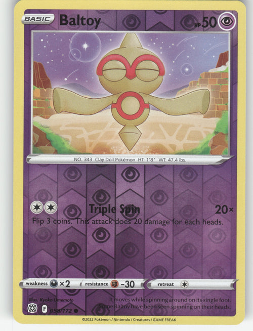 Baltoy Reverse Holo Common SWSH09: Brilliant Stars 058/172 NM