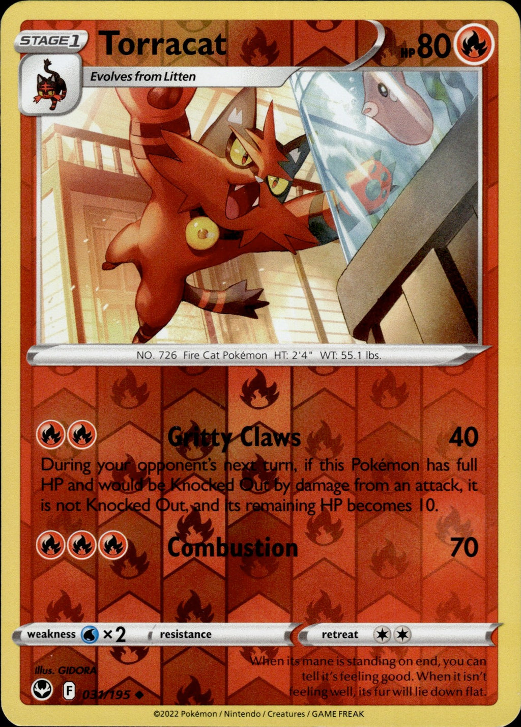 Torracat Reverse Holo Uncommon SWSH12: Silver Tempest 031/195 NM