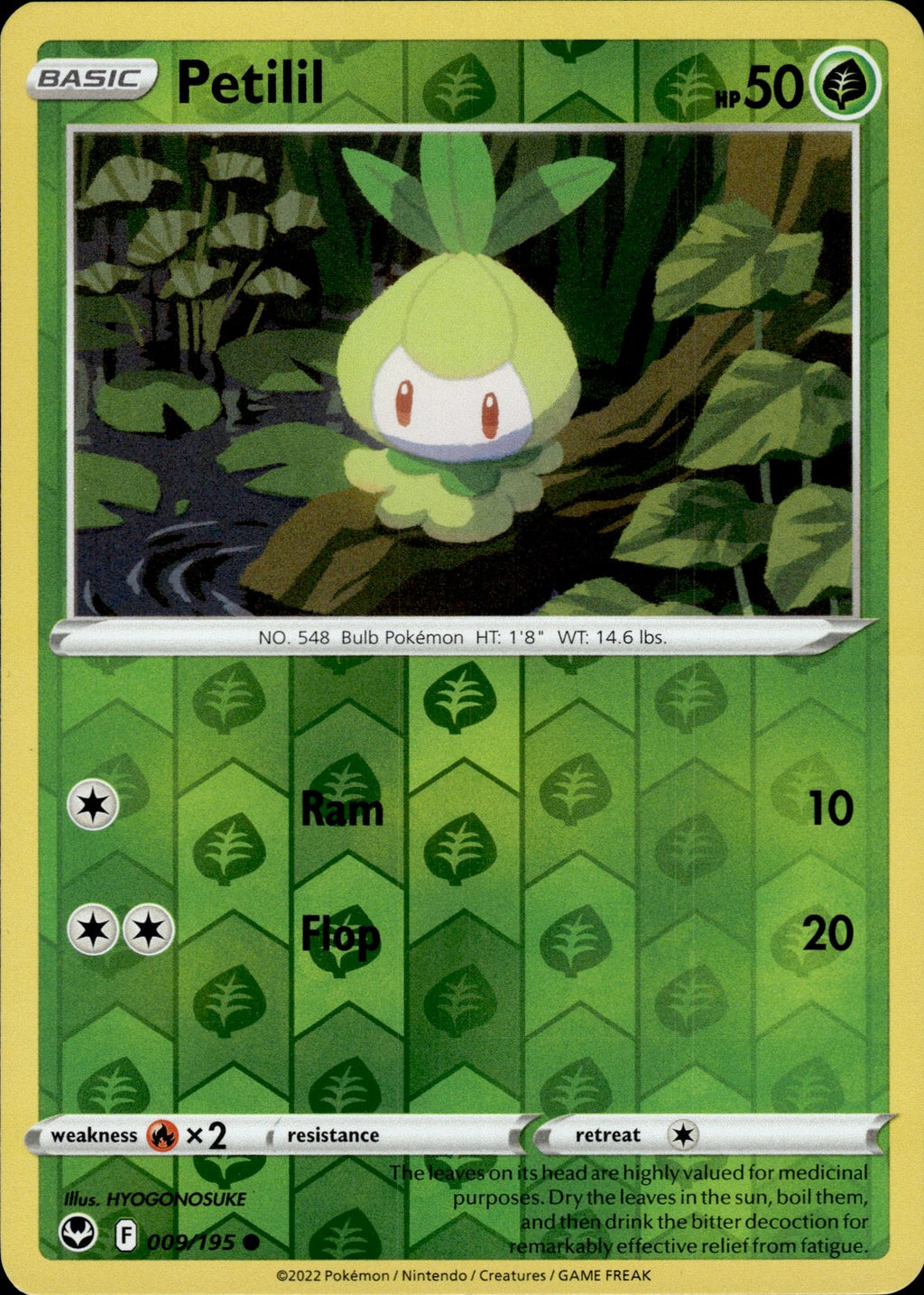 Petilil Reverse Holo Common SWSH12: Silver Tempest 009/195 NM