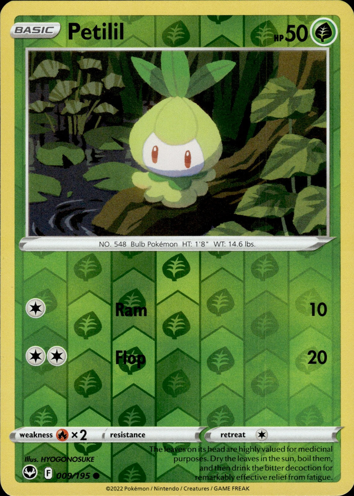 Petilil Reverse Holo Common SWSH12: Silver Tempest 009/195 NM