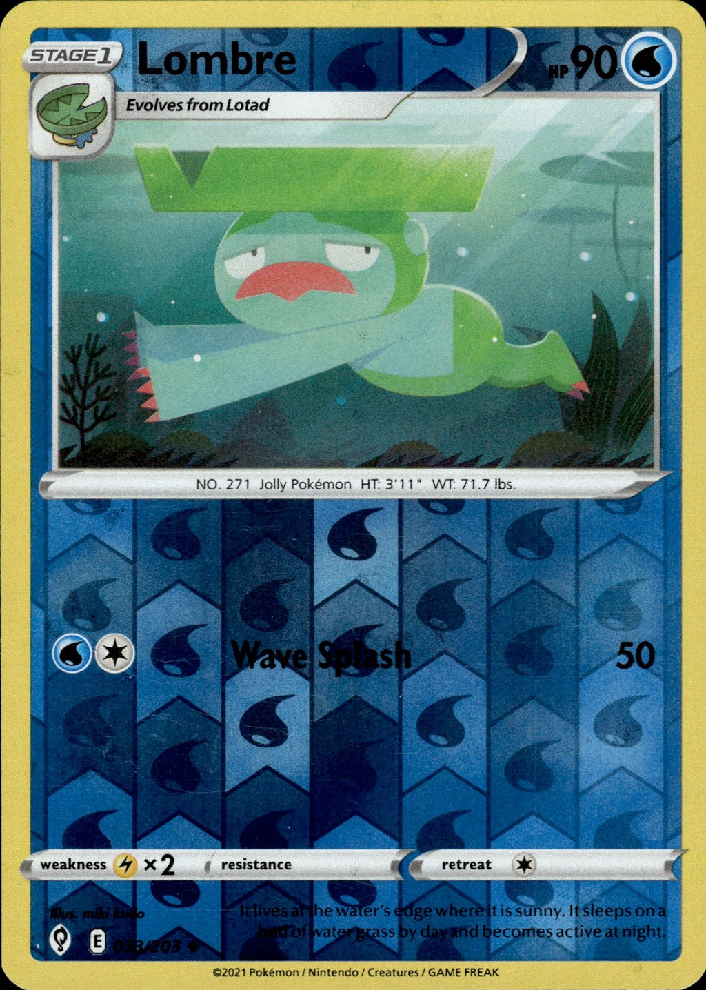Lombre Reverse Holo Uncommon SWSH07: Evolving Skies 033/203 NM