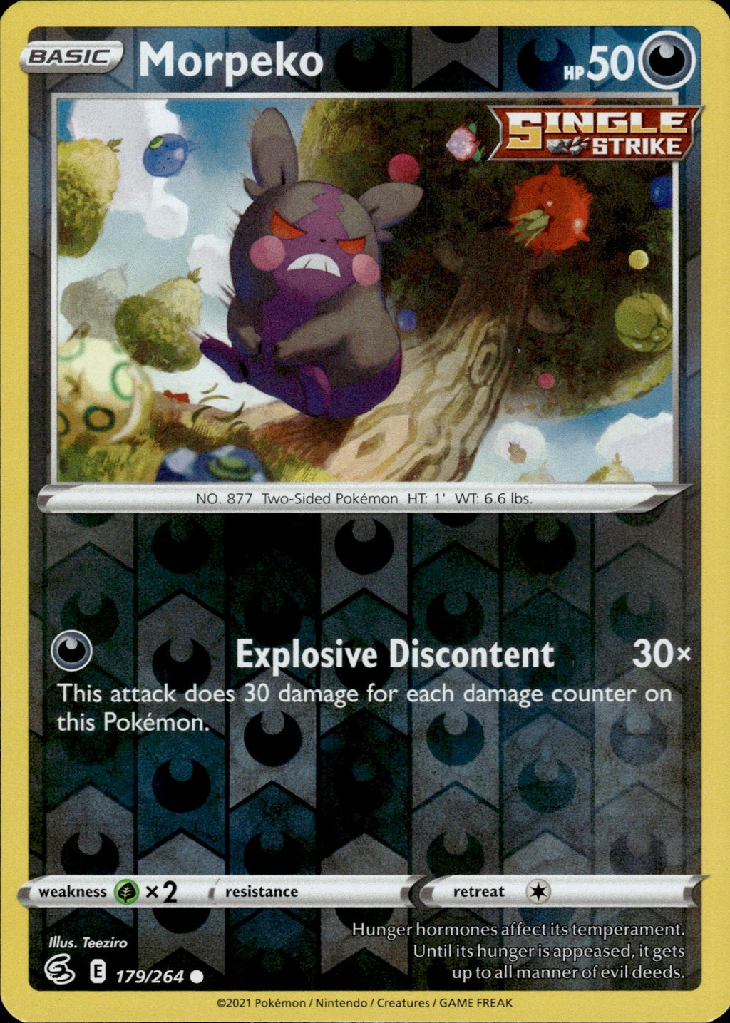 Morpeko (179) Reverse Holo Common SWSH08: Fusion Strike 179/264 NM