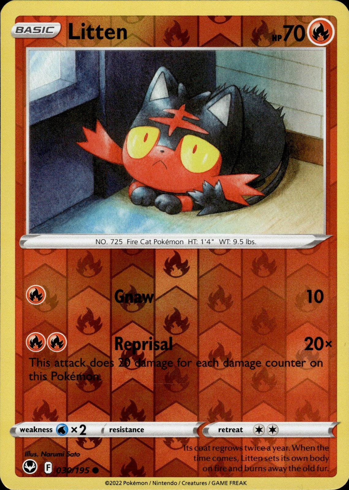 Litten Reverse Holo Common SWSH12: Silver Tempest 030/195 NM