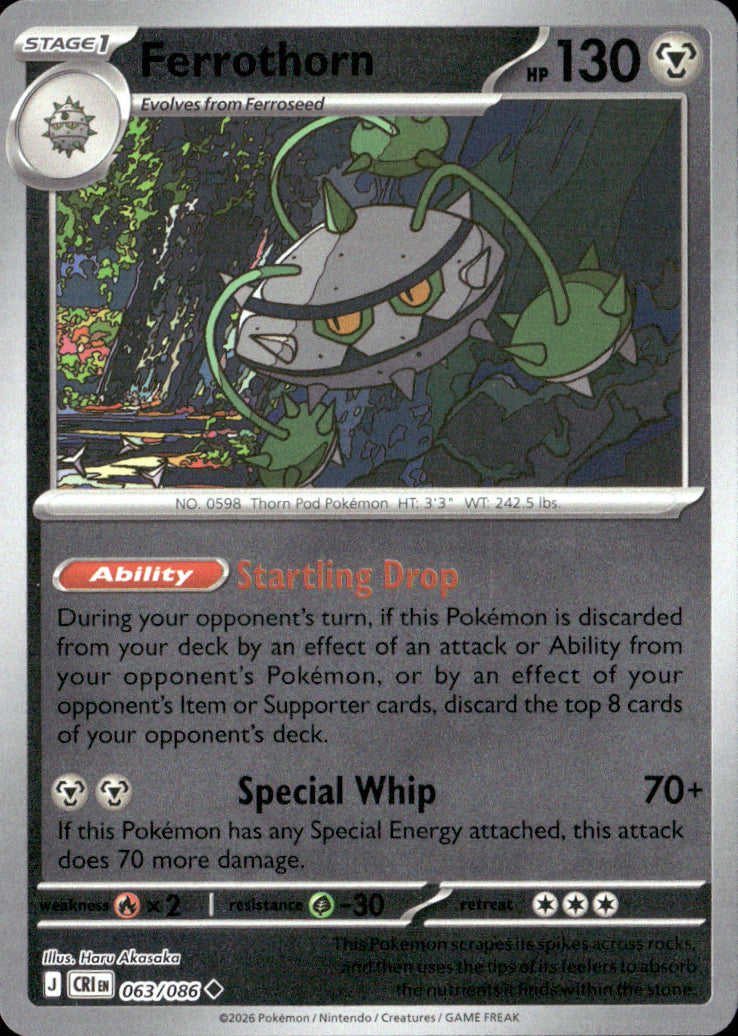 Ferrothorn Reverse Holo Uncommon ME04: Chaos Rising 063/086 NM