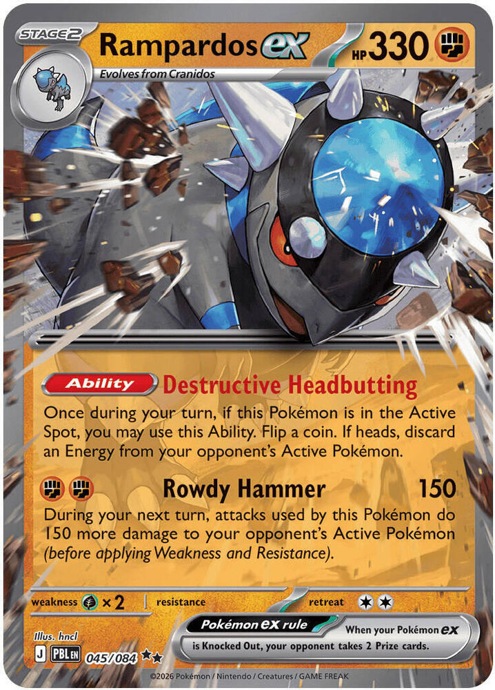Rampardos ex Holo Double Rare ME05: Pitch Black 045/084 NM