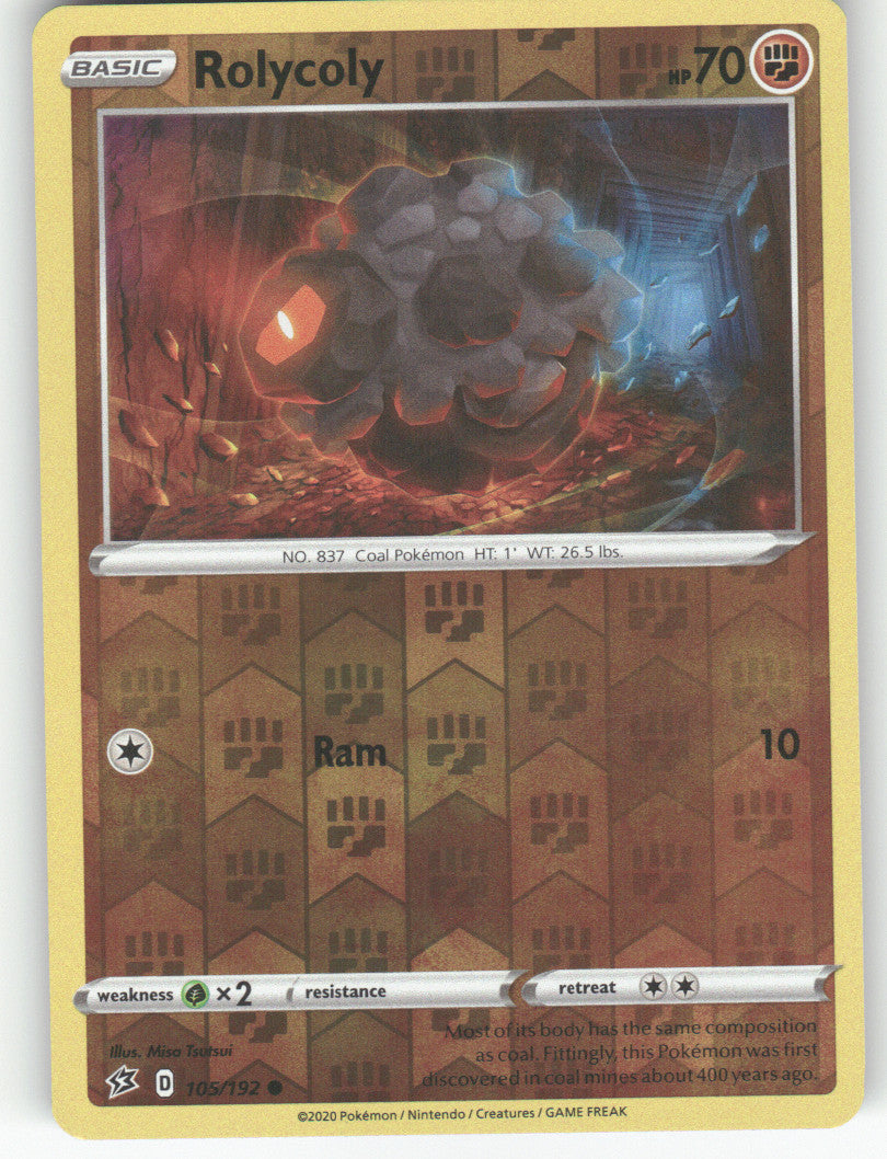 Rolycoly Reverse Holo Common SWSH02: Rebel Clash 105/192 NM