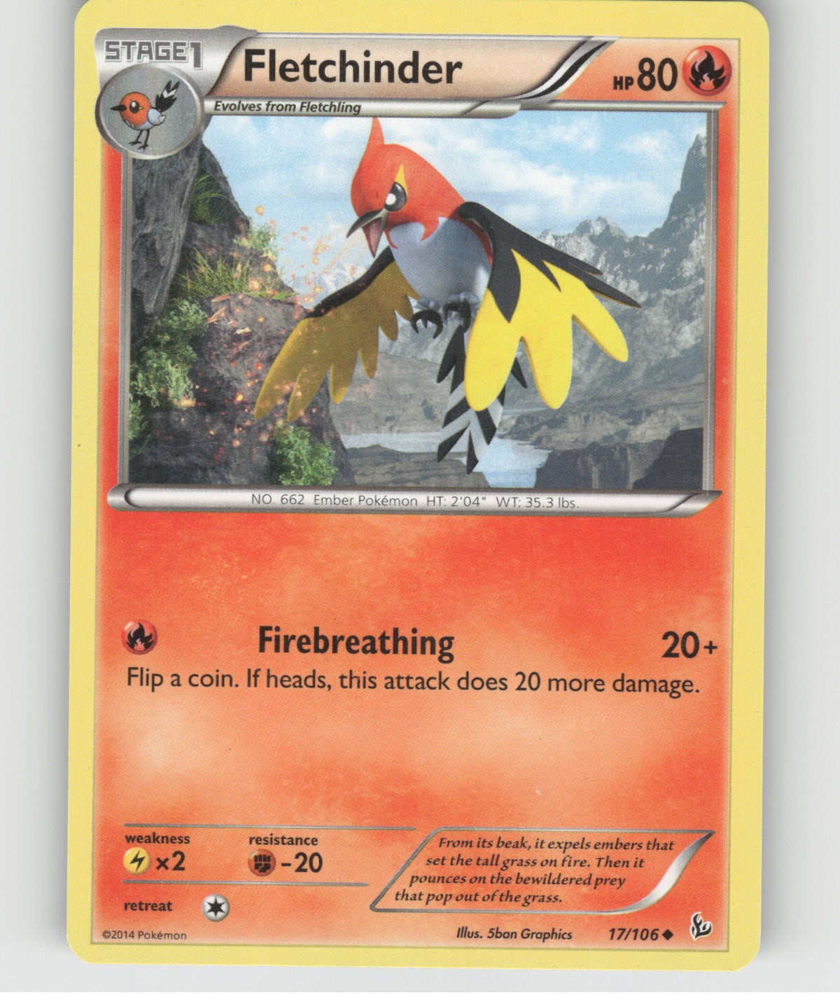 Fletchinder Uncommon XY - Flashfire 17/106 NM
