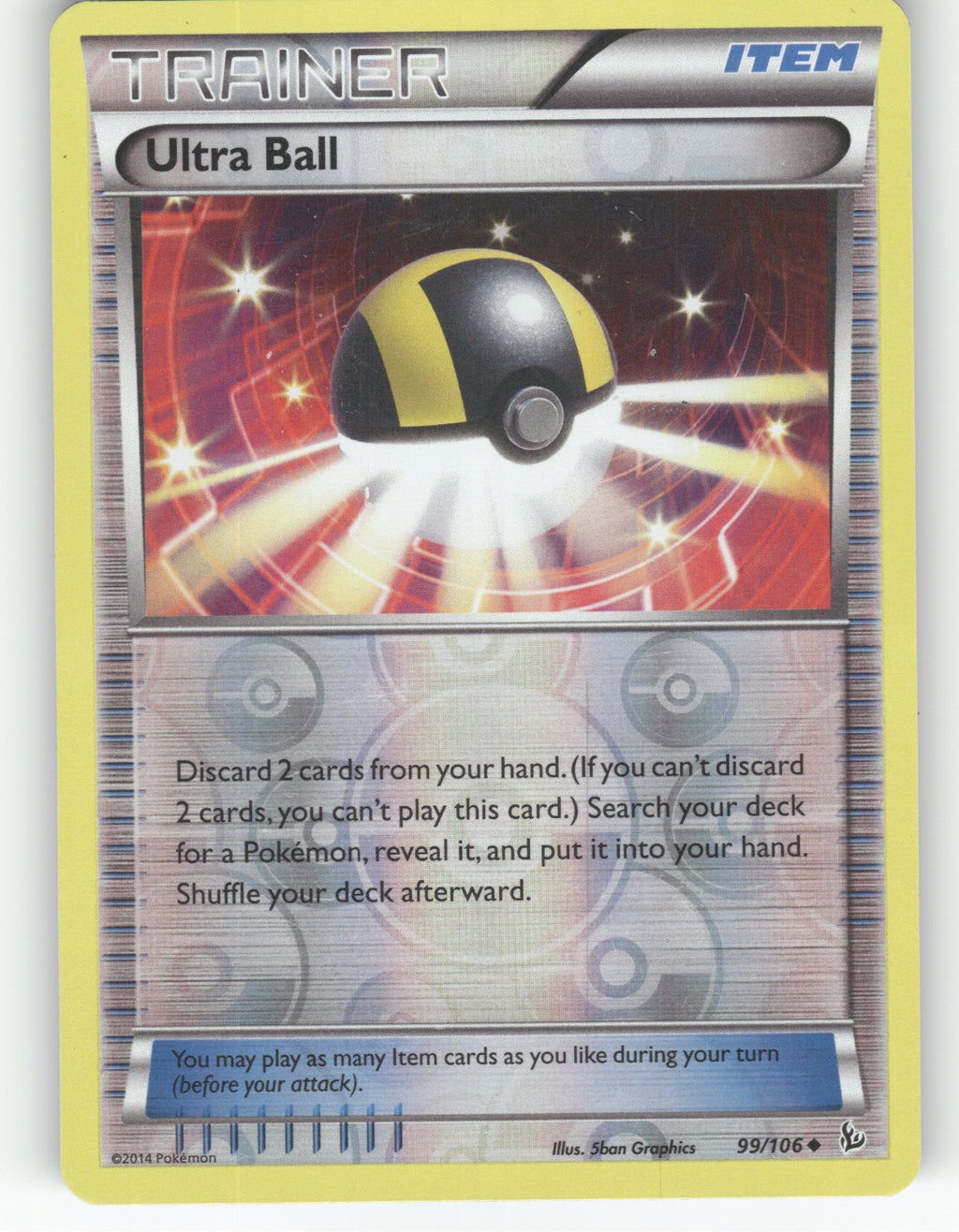 Ultra Ball Reverse Holo Uncommon XY - Flashfire 99/106 NM