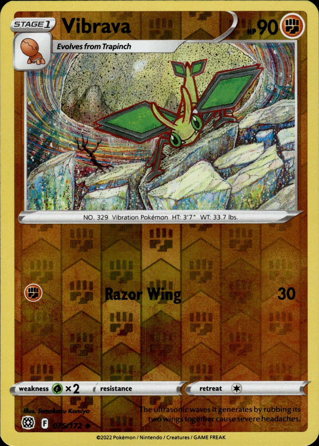 Vibrava Reverse Holo Uncommon SWSH09: Brilliant Stars 075/172 NM