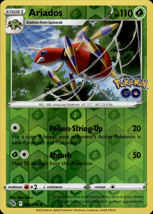 Ariados Reverse Holo Uncommon Pokemon GO 007/078 NM