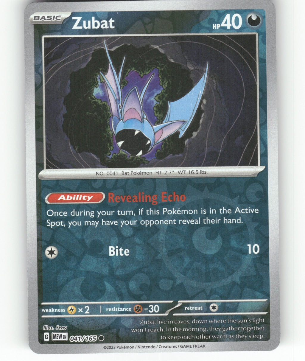 Zubat Reverse Holo Common SV: Scarlet & Violet 151 041/165 NM