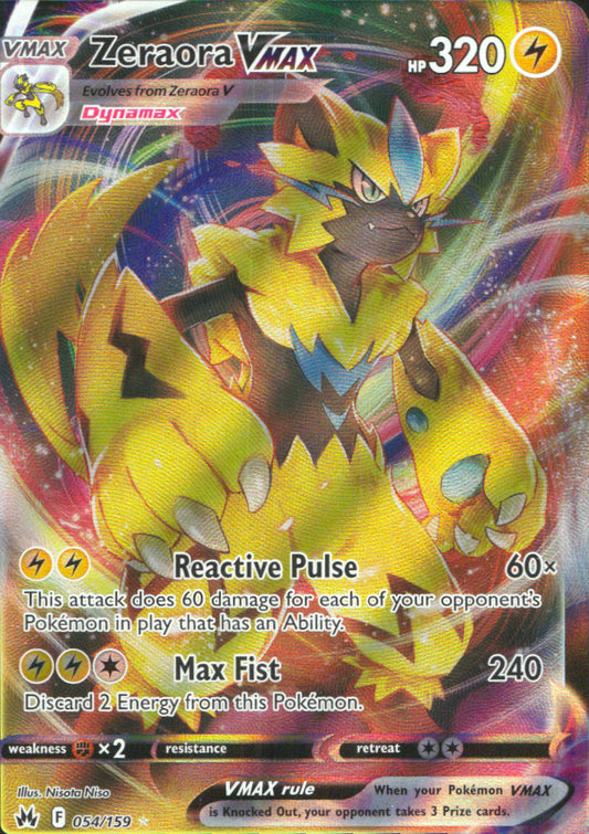 Zeraora VMAX Holo Ultra Rare SWSH: Crown Zenith 054/159 NM