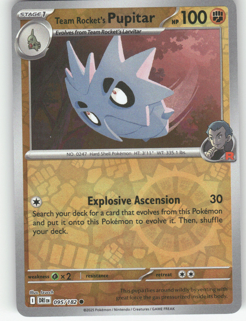 Team Rocket's Pupitar Reverse Holo Common SV10: Destined Rivals 095/182 NM