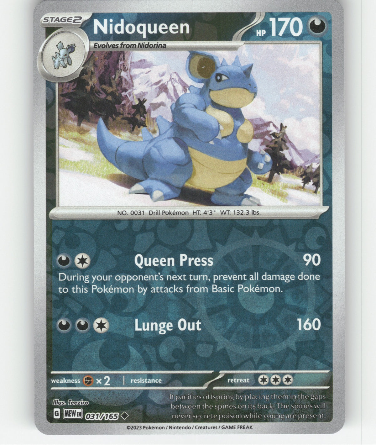 Nidoqueen Reverse Holo Uncommon SV: Scarlet & Violet 151 031/165 NM