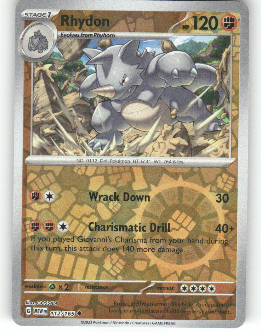 Rhydon Reverse Holo Uncommon SV: Scarlet & Violet 151 112/165 NM