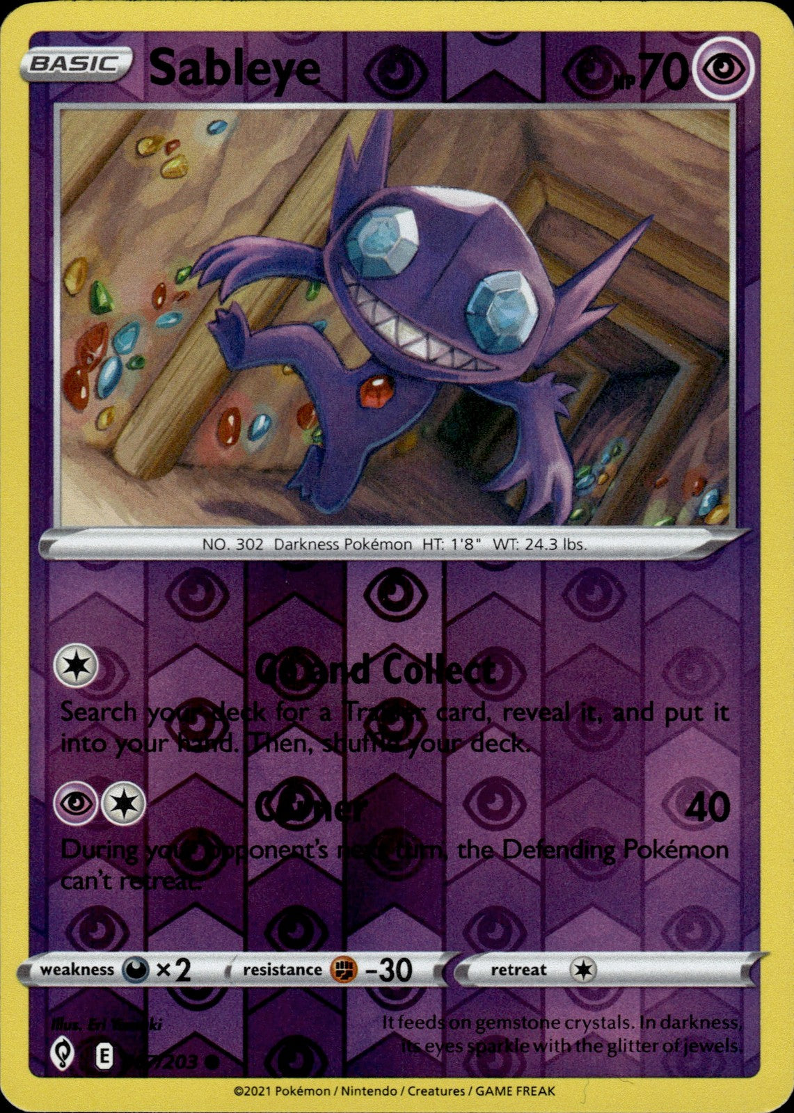 Sableye Reverse Holo Common SWSH07: Evolving Skies 067/203 NM
