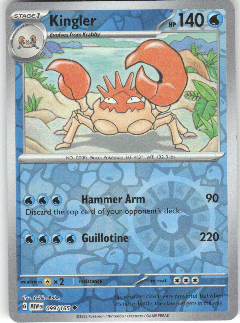 Kingler Reverse Holo Uncommon SV: Scarlet & Violet 151 099/165 NM