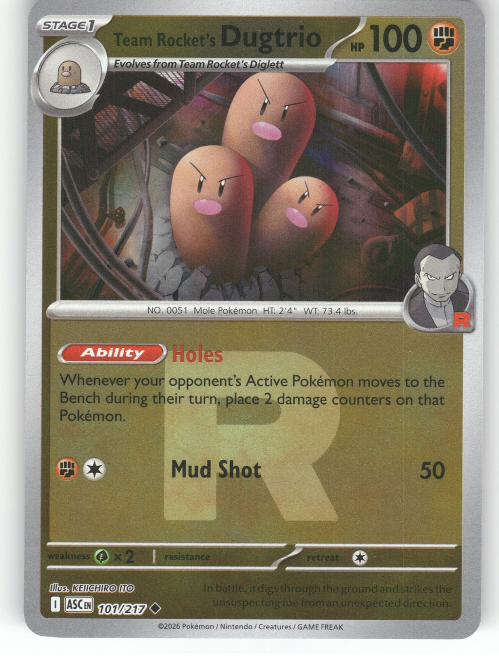 Team Rocket's Dugtrio - (Team Rocket) Reverse Holo Uncommon ME: Ascended Heroes 101/217 NM