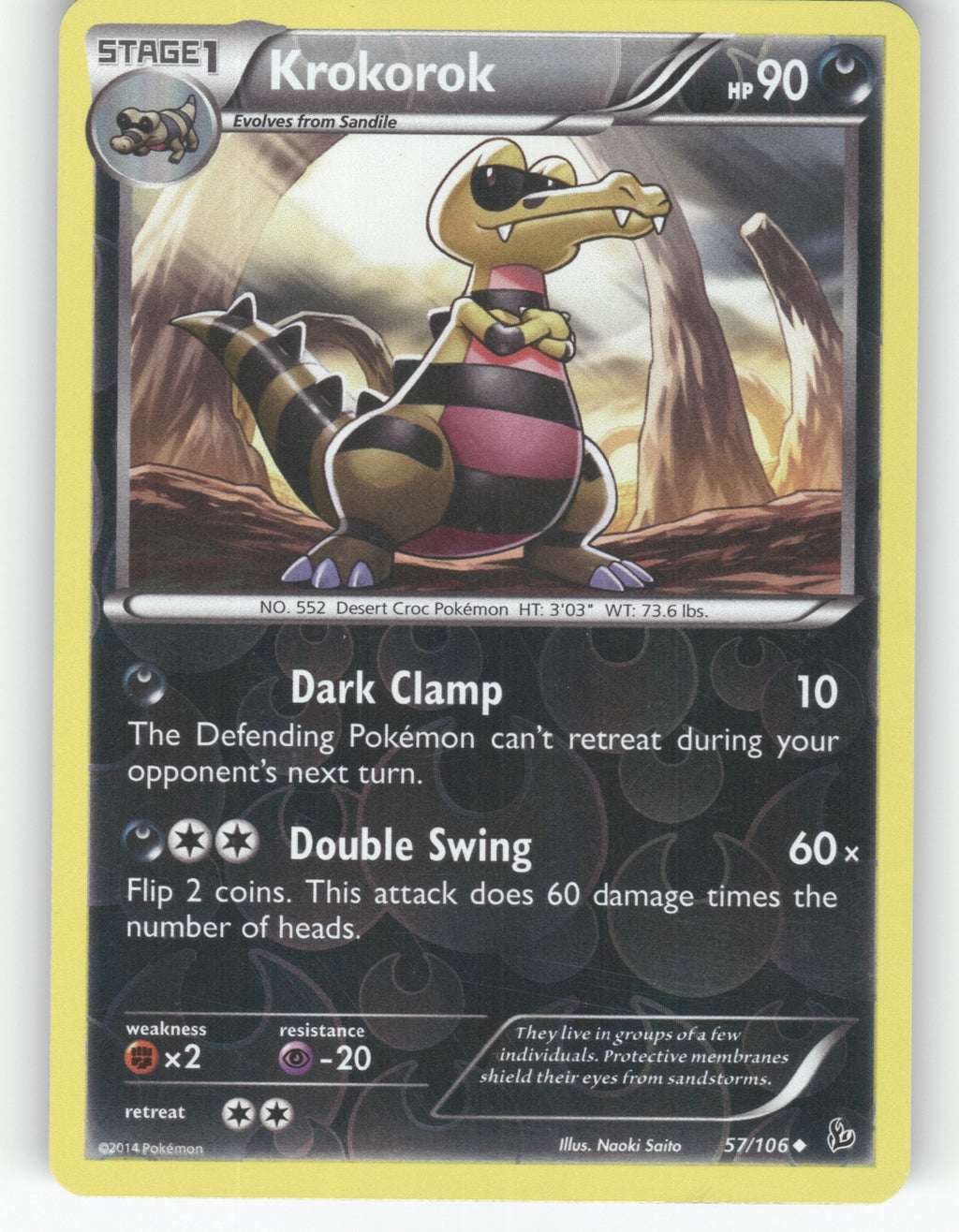Krokorok Reverse Holo Uncommon XY - Flashfire 57/106 NM