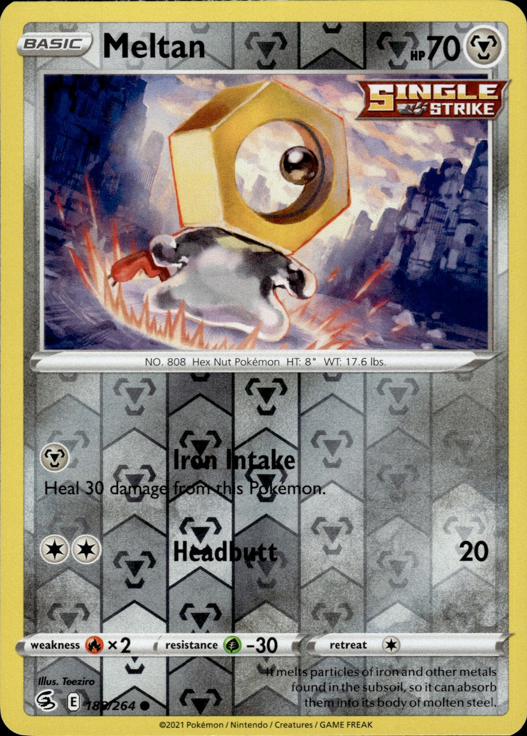 Meltan Reverse Holo Common SWSH08: Fusion Strike 188/264 NM