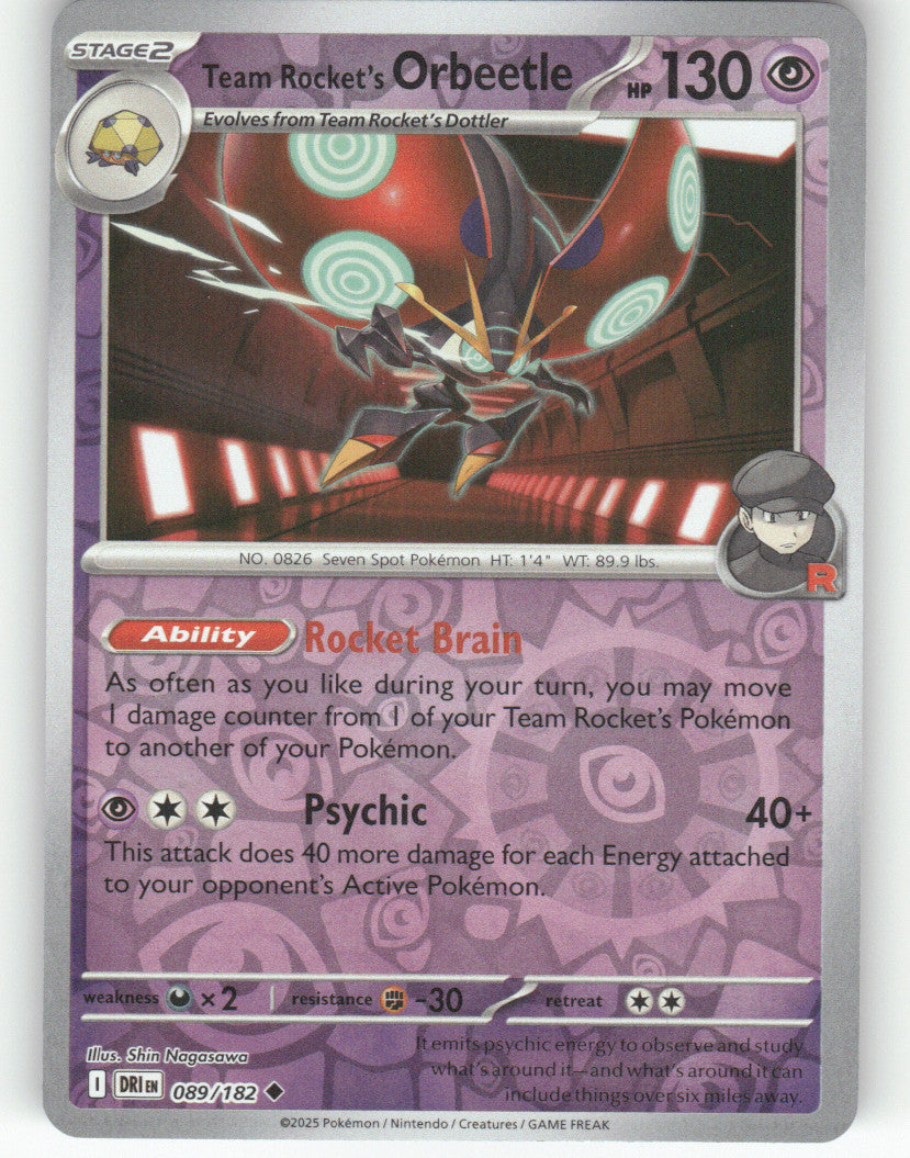 Team Rocket's Orbeetle Reverse Holo Uncommon SV10: Destined Rivals 089/182 NM