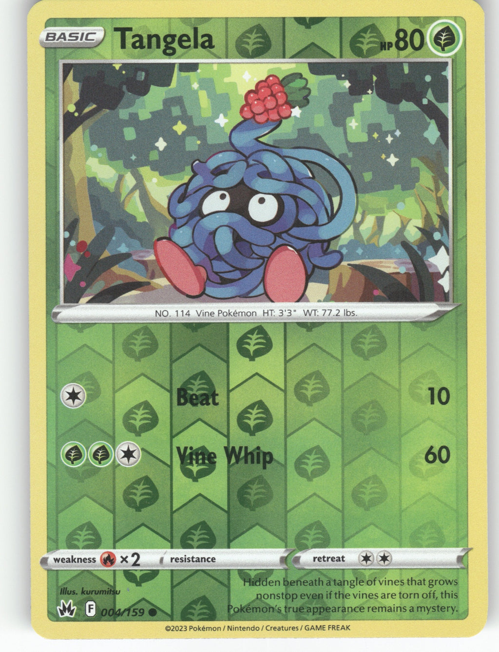 Tangela Reverse Holo Common SWSH: Crown Zenith 004/159 NM
