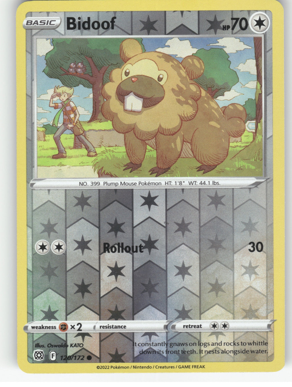 Bidoof Reverse Holo Common SWSH09: Brilliant Stars 120/172 NM