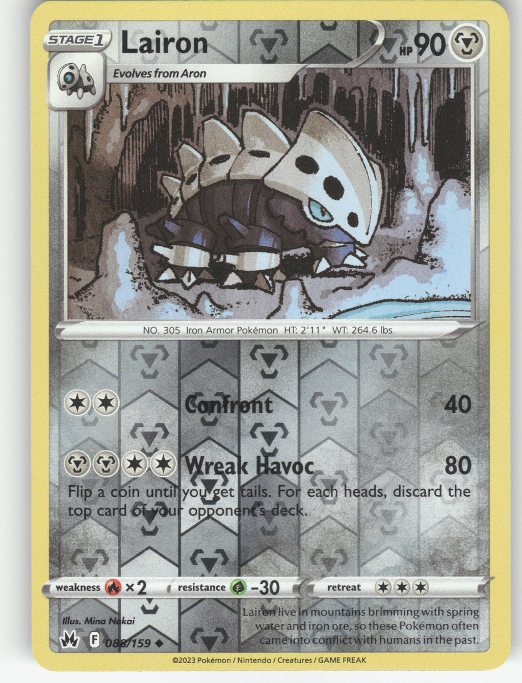 Lairon Reverse Holo Uncommon SWSH: Crown Zenith 088/159 NM