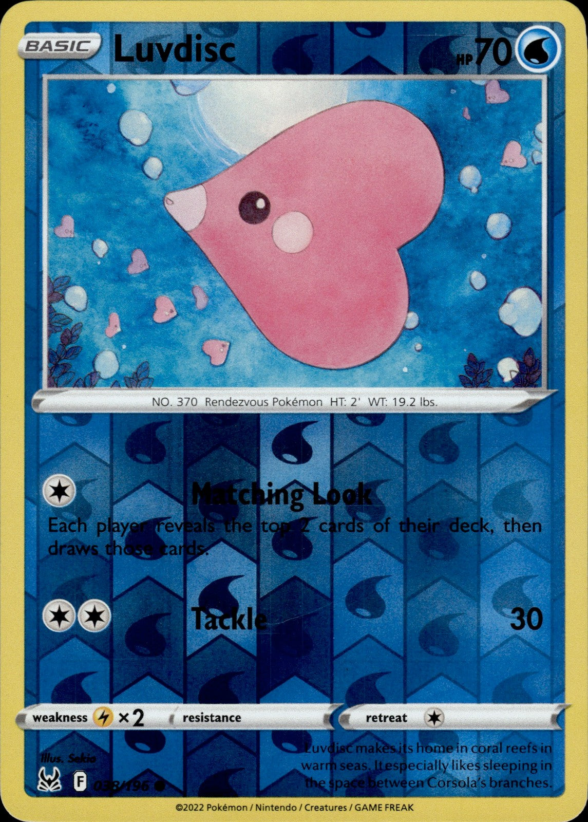 Luvdisc Reverse Holo Common SWSH11: Lost Origin 038/196 NM